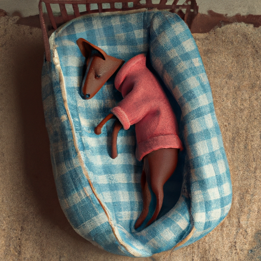 כלב קטן נהנה מנמנם במיטה נעימה עשויה סוודר ממוחזר.