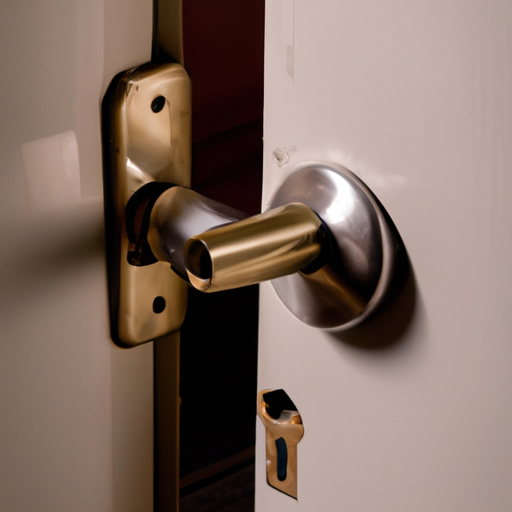 תמונה של דלת נעולה עם מפתח שבור תקוע בחור המנעול, המתאר מצב שכיח כאשר יש צורך במנעולן